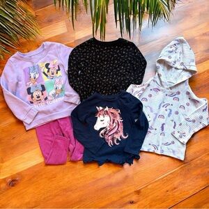 Girls’ 3T Tops & Hoodie Bundle – 5 Pieces (Disney, Old Navy, Garanimals)